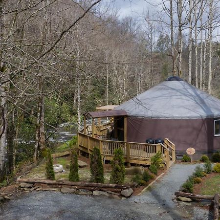 Villa Tranquil Haven Luxy Yurt - Creekside Glamping With Private Hot Tub Topton Exterior foto